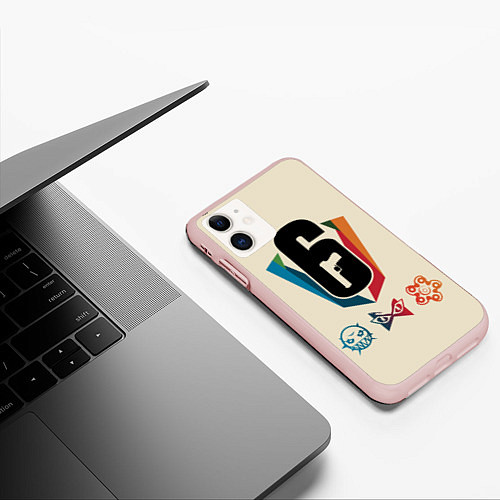 Чехол iPhone 11 матовый Rainbow Six Siege / 3D-Светло-розовый – фото 3