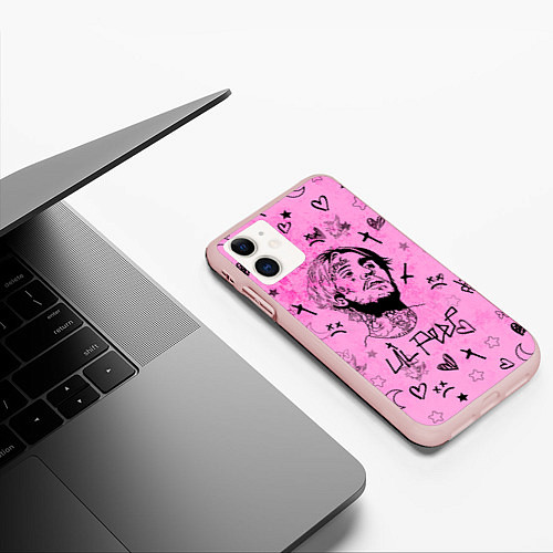 Чехол iPhone 11 матовый LIL PEEP / 3D-Светло-розовый – фото 3