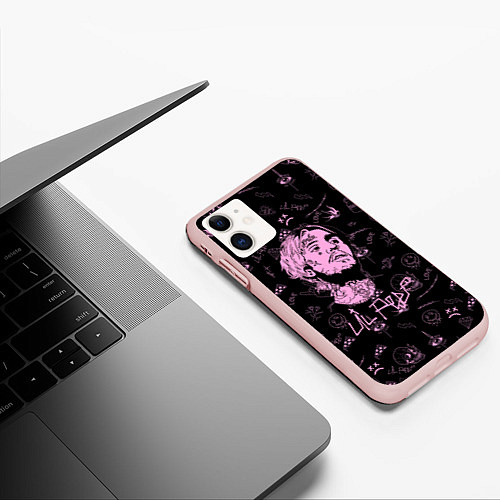 Чехол iPhone 11 матовый LIL PEEP / 3D-Светло-розовый – фото 3