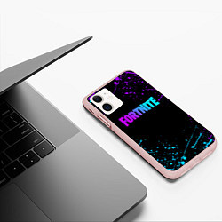 Чехол iPhone 11 матовый FORTNITE, цвет: 3D-светло-розовый — фото 2