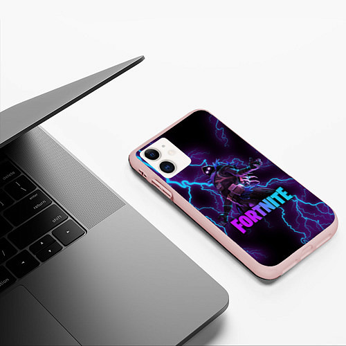 Чехол iPhone 11 матовый FORTNITE RAVEN / 3D-Светло-розовый – фото 3