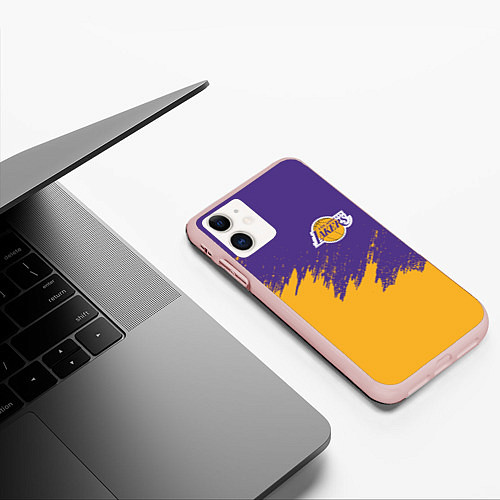 Чехол iPhone 11 матовый LA LAKERS / 3D-Светло-розовый – фото 3