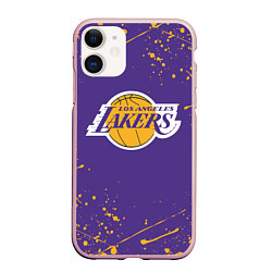 Чехол iPhone 11 матовый LA LAKERS, цвет: 3D-светло-розовый