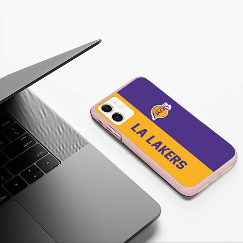 Чехол iPhone 11 матовый LA LAKERS / 3D-Светло-розовый – фото 3
