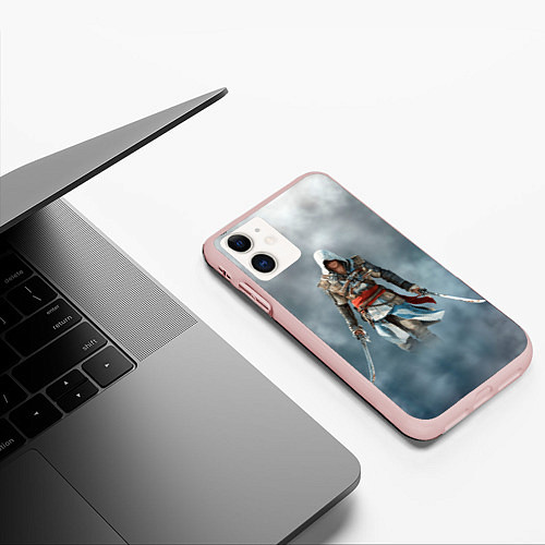 Чехол iPhone 11 матовый ASSASSIN'S CREED / 3D-Светло-розовый – фото 3