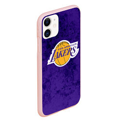 Чехол iPhone 11 матовый LA LAKERS, цвет: 3D-светло-розовый — фото 2