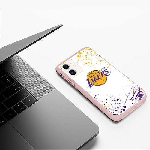 Чехол iPhone 11 матовый LA LAKERS / 3D-Светло-розовый – фото 3