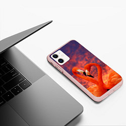 Чехол iPhone 11 матовый Flamingo Love, цвет: 3D-светло-розовый — фото 2