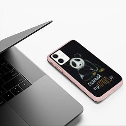 Чехол iPhone 11 матовый Полный поПАНДос, цвет: 3D-светло-розовый — фото 2