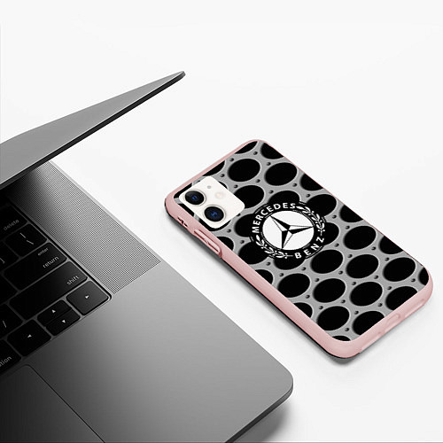 Чехол iPhone 11 матовый MERCEDES-BENZ / 3D-Светло-розовый – фото 3