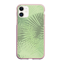 Чехол iPhone 11 матовый В джунгли, цвет: 3D-светло-розовый