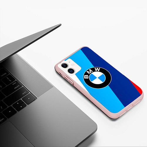 Чехол iPhone 11 матовый BMW / 3D-Светло-розовый – фото 3