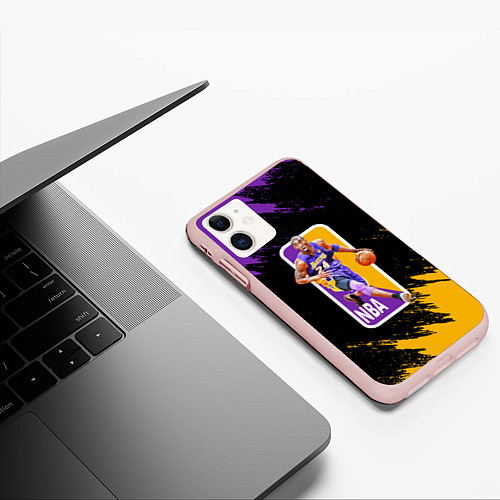 Чехол iPhone 11 матовый LA LAKERS KOBE BRYANT / 3D-Светло-розовый – фото 3
