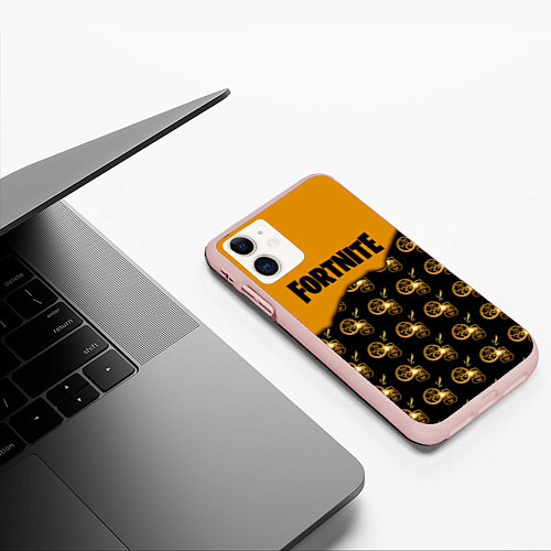 Чехол iPhone 11 матовый Fortnite 2 глава 2 часть / 3D-Светло-розовый – фото 3