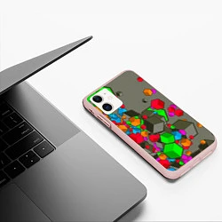 Чехол iPhone 11 матовый Кубики, цвет: 3D-светло-розовый — фото 2