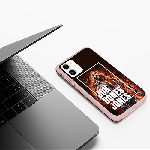 Чехол iPhone 11 матовый Jon Jones / 3D-Светло-розовый – фото 3