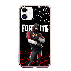 Чехол iPhone 11 матовый FORTNITE IKONIK, цвет: 3D-светло-розовый