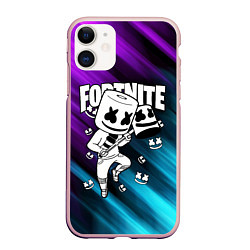 Чехол iPhone 11 матовый FORTNITE X MARSHMELLO, цвет: 3D-светло-розовый
