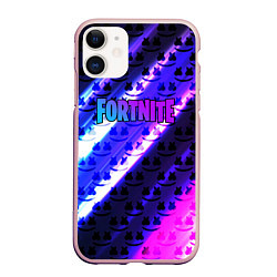 Чехол iPhone 11 матовый FORTNITE&MARSMELLO, цвет: 3D-светло-розовый