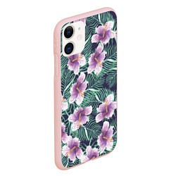 Чехол iPhone 11 матовый Тропический цветок, цвет: 3D-светло-розовый — фото 2