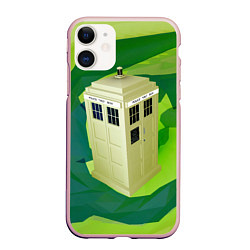 Чехол iPhone 11 матовый CRAZY TARDIS, цвет: 3D-светло-розовый