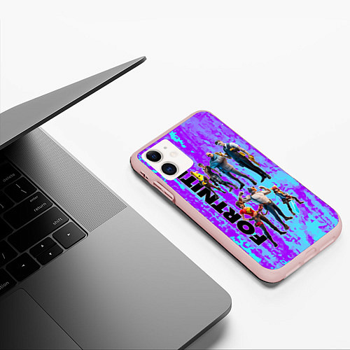 Чехол iPhone 11 матовый Fortnite / 3D-Светло-розовый – фото 3