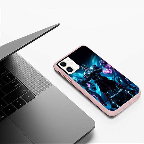 Чехол iPhone 11 матовый FORTNITE / 3D-Светло-розовый – фото 3