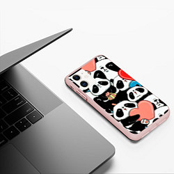 Чехол iPhone 11 матовый Панды, цвет: 3D-светло-розовый — фото 2