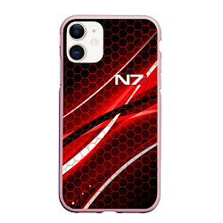 Чехол iPhone 11 матовый MASS EFFECT N7, цвет: 3D-светло-розовый