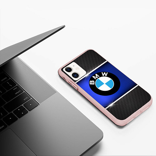 Чехол iPhone 11 матовый BMW / 3D-Светло-розовый – фото 3