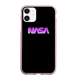 Чехол iPhone 11 матовый NASA, цвет: 3D-светло-розовый