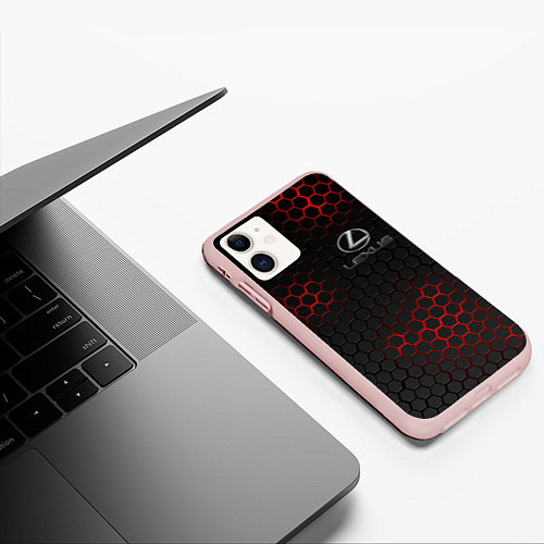 Чехол iPhone 11 матовый LEXUS / 3D-Светло-розовый – фото 3