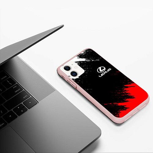 Чехол iPhone 11 матовый LEXUS / 3D-Светло-розовый – фото 3