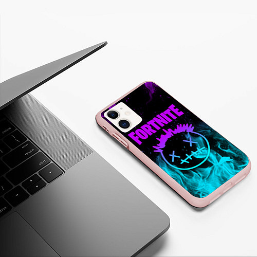 Чехол iPhone 11 матовый FORTNITE X TRAVIS SCOTT / 3D-Светло-розовый – фото 3