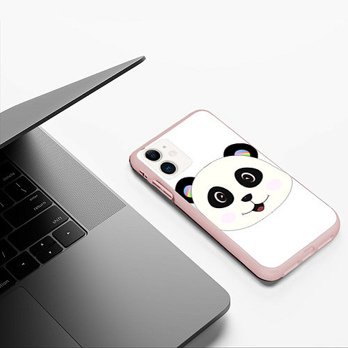 Чехол iPhone 11 матовый Panda / 3D-Светло-розовый – фото 3