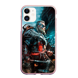 Чехол iPhone 11 матовый ASSASSINS CREED VALHALLA, цвет: 3D-светло-розовый