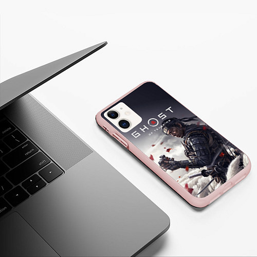Чехол iPhone 11 матовый Ghost of Tsushima / 3D-Светло-розовый – фото 3