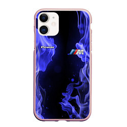 Чехол iPhone 11 матовый BMW FIRE, цвет: 3D-светло-розовый