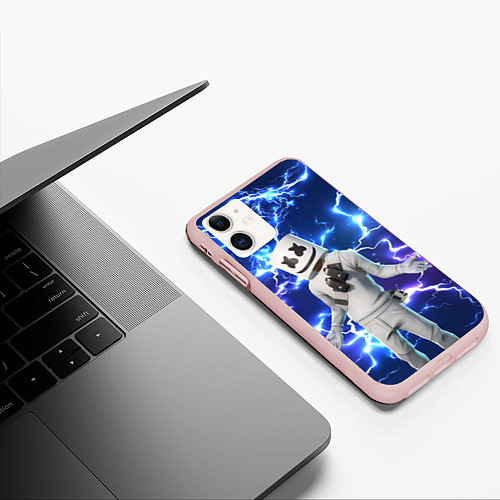 Чехол iPhone 11 матовый FORTNITE x MARSHMELLO / 3D-Светло-розовый – фото 3