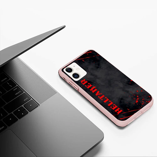 Чехол iPhone 11 матовый Helltaker Logo Z / 3D-Светло-розовый – фото 3