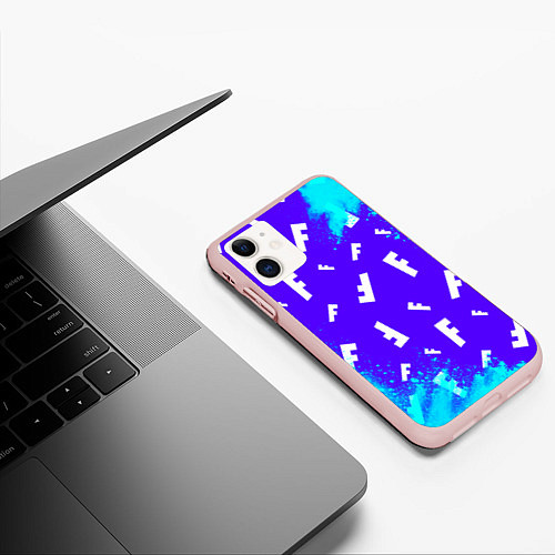 Чехол iPhone 11 матовый FORTNITE ФОРТНАЙТ / 3D-Светло-розовый – фото 3