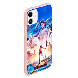 Чехол iPhone 11 матовый FORTNITE, цвет: 3D-светло-розовый — фото 2