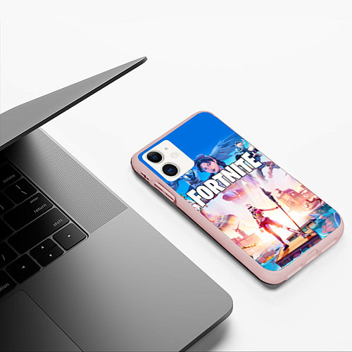 Чехол iPhone 11 матовый ФОРТНАЙТ 3 / 3D-Светло-розовый – фото 3