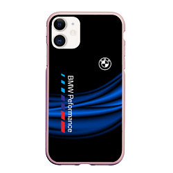 Чехол iPhone 11 матовый BMW, цвет: 3D-светло-розовый