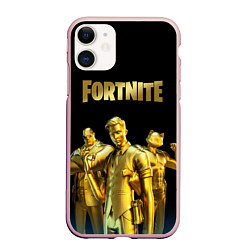 Чехол iPhone 11 матовый FORTNITE GOLD SQUAD, цвет: 3D-светло-розовый