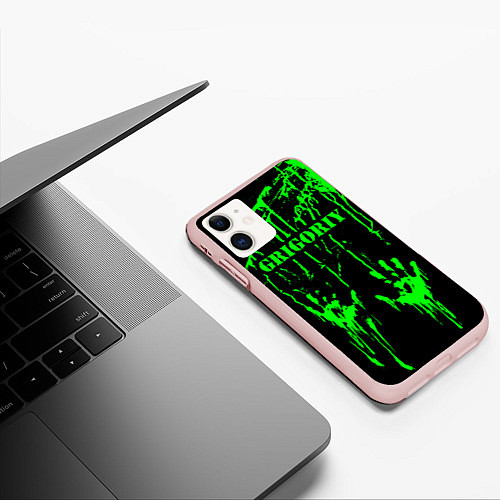 Чехол iPhone 11 матовый Григорий / 3D-Светло-розовый – фото 3