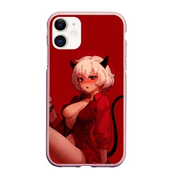 Чехол iPhone 11 матовый HELLTAKER, цвет: 3D-светло-розовый