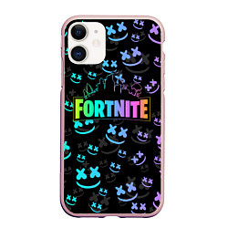 Чехол iPhone 11 матовый FORTNITE MARSHMELLO, цвет: 3D-светло-розовый