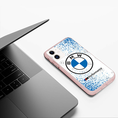 Чехол iPhone 11 матовый BMW БМВ / 3D-Светло-розовый – фото 3