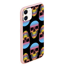 Чехол iPhone 11 матовый Neon skull!, цвет: 3D-светло-розовый — фото 2